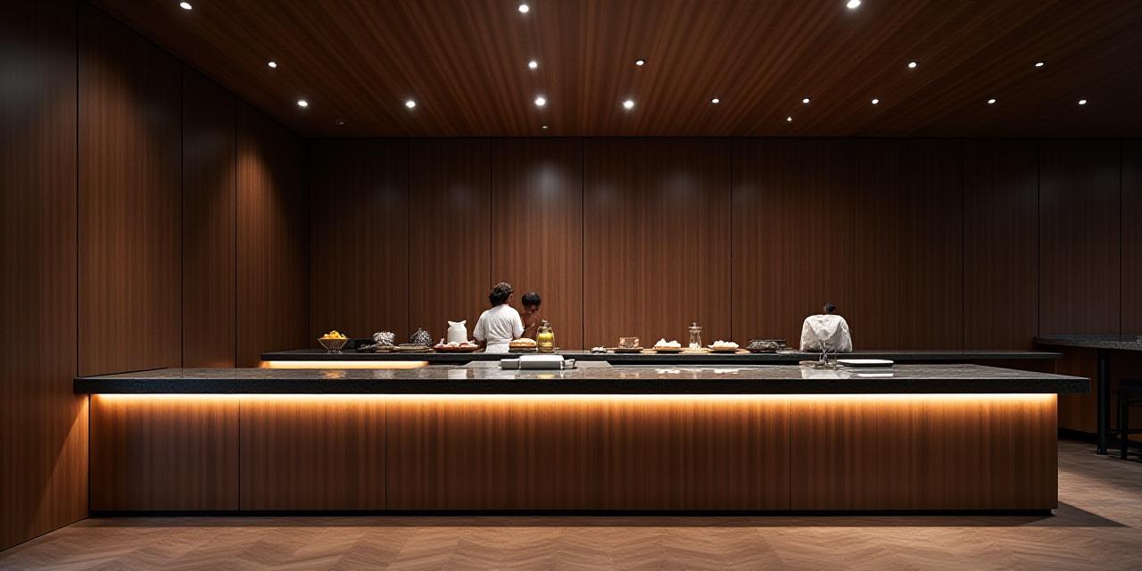 高級感漂う店内で提供される美しい盛り付けの皿